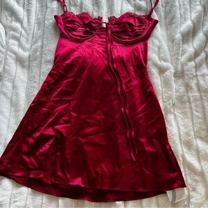 Red Satin Slip Dress